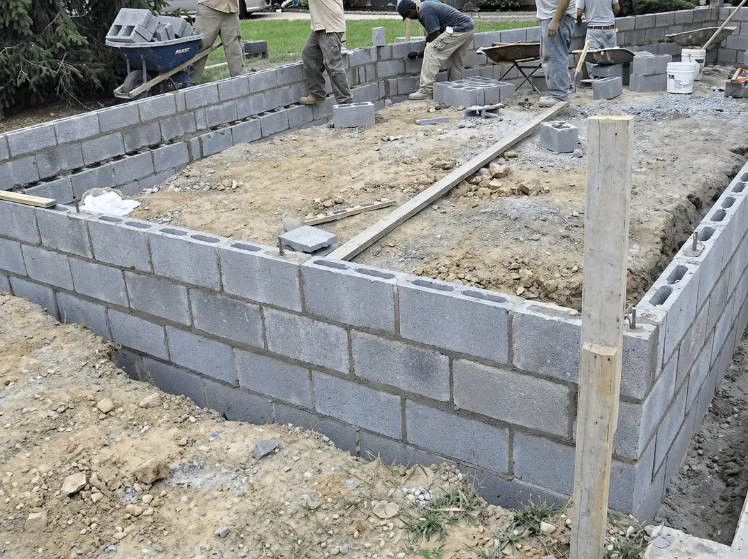 Professionals building a foundation with blocks in Cleveland, OH