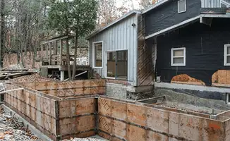 Prepared site with foundation forms for home remodeling and addition project in Cleveland, OH